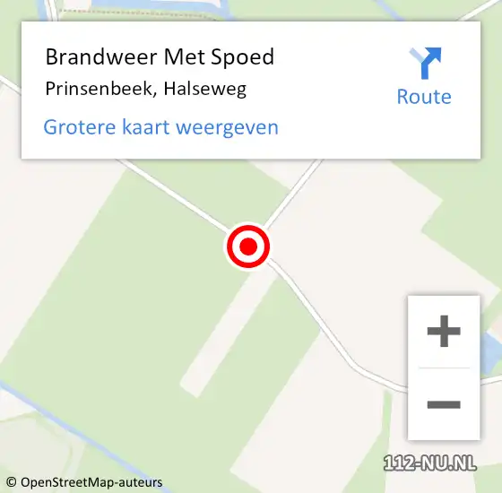 Locatie op kaart van de 112 melding: Brandweer Met Spoed Naar Prinsenbeek, Halseweg op 16 november 2016 13:27