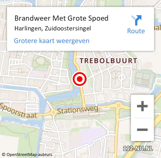 Locatie op kaart van de 112 melding: Brandweer Met Grote Spoed Naar Harlingen, Zuidoostersingel op 16 november 2016 14:49