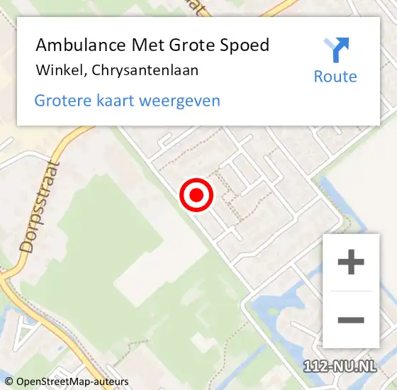 Locatie op kaart van de 112 melding: Ambulance Met Grote Spoed Naar Winkel, Chrysantenlaan op 16 november 2016 14:49