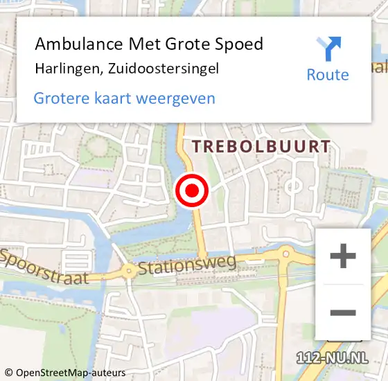 Locatie op kaart van de 112 melding: Ambulance Met Grote Spoed Naar Harlingen, Zuidoostersingel op 16 november 2016 14:52