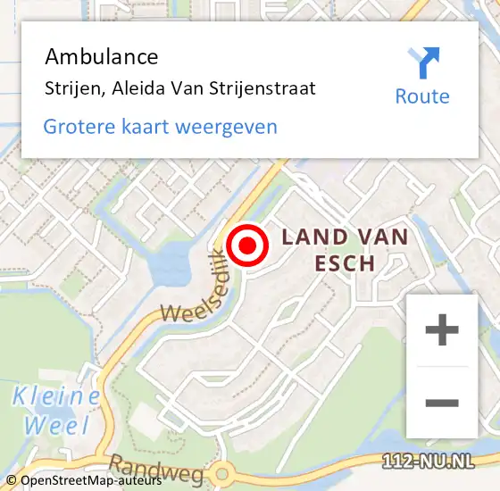 Locatie op kaart van de 112 melding: Ambulance Strijen, Aleida Van Strijenstraat op 16 november 2016 15:11