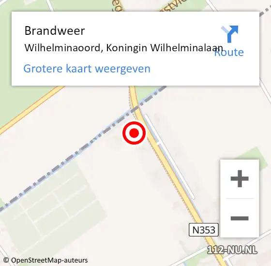 Locatie op kaart van de 112 melding: Brandweer Wilhelminaoord, Koningin Wilhelminalaan op 16 november 2016 17:05