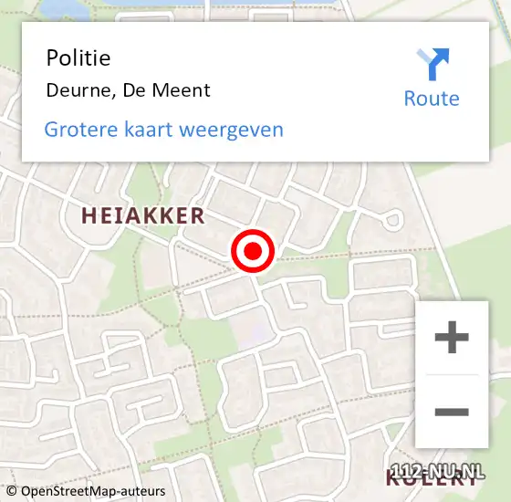 Locatie op kaart van de 112 melding: Politie Deurne, De Meent op 16 november 2016 17:09