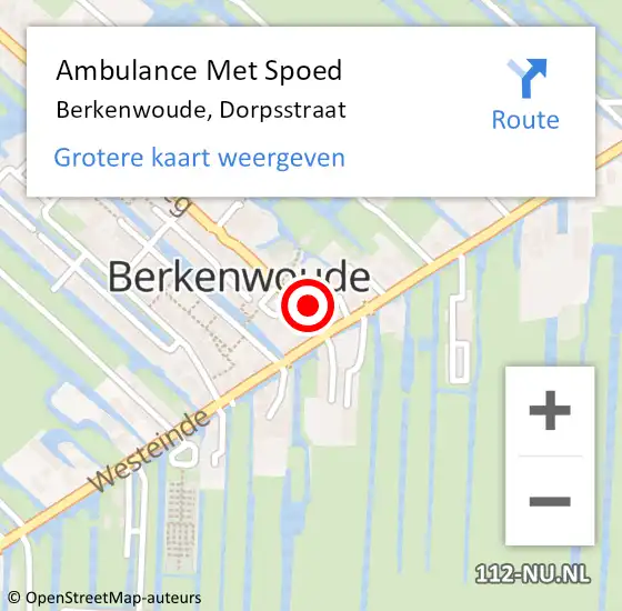 Locatie op kaart van de 112 melding: Ambulance Met Spoed Naar Berkenwoude, Dorpsstraat op 16 november 2016 17:13