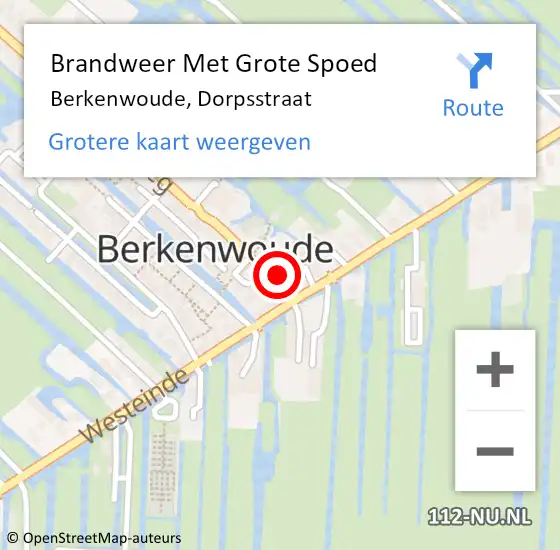 Locatie op kaart van de 112 melding: Brandweer Met Grote Spoed Naar Berkenwoude, Dorpsstraat op 16 november 2016 17:15