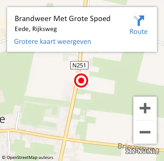 Locatie op kaart van de 112 melding: Brandweer Met Grote Spoed Naar Eede, Rijksweg op 16 november 2016 17:27