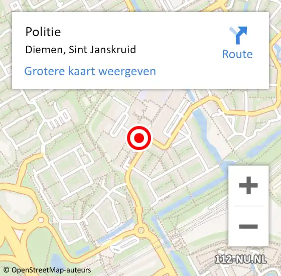 Locatie op kaart van de 112 melding: Politie Diemen, Sint Janskruid op 16 november 2016 18:00