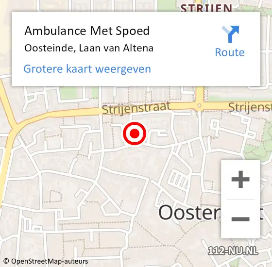 Locatie op kaart van de 112 melding: Ambulance Met Spoed Naar Oosteinde, Laan van Altena op 16 november 2016 18:12