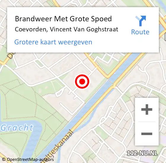 Locatie op kaart van de 112 melding: Brandweer Met Grote Spoed Naar Coevorden, Vincent Van Goghstraat op 16 november 2016 18:32