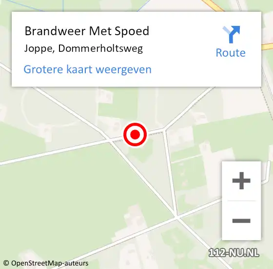 Locatie op kaart van de 112 melding: Brandweer Met Spoed Naar Joppe, Dommerholtsweg op 16 november 2016 19:07