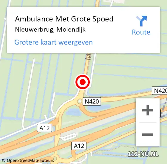 Locatie op kaart van de 112 melding: Ambulance Met Grote Spoed Naar Nieuwerbrug, Molendijk op 16 november 2016 19:30