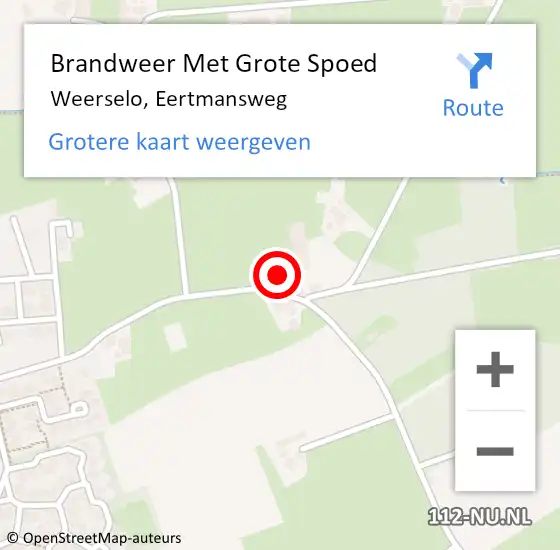 Locatie op kaart van de 112 melding: Brandweer Met Grote Spoed Naar Weerselo, Eertmansweg op 16 november 2016 19:43