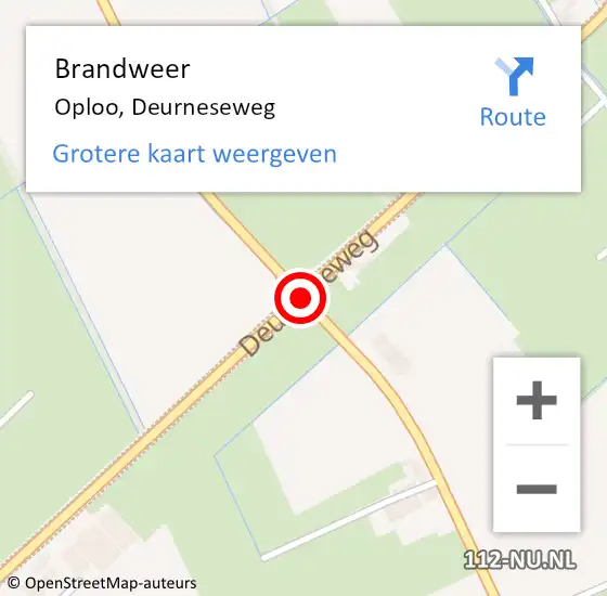 Locatie op kaart van de 112 melding: Brandweer Oploo, Deurneseweg op 16 november 2016 20:51