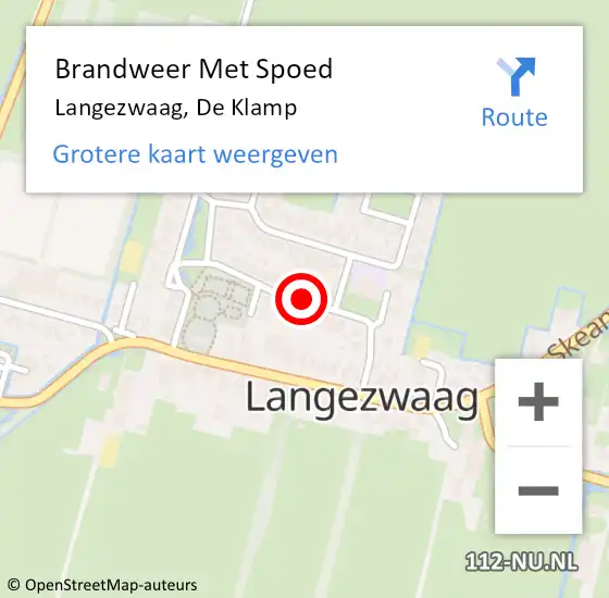 Locatie op kaart van de 112 melding: Brandweer Met Spoed Naar Langezwaag, De Klamp op 16 november 2016 21:30