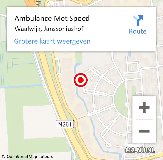 Locatie op kaart van de 112 melding: Ambulance Met Spoed Naar Waalwijk, Janssoniushof op 16 november 2016 21:42