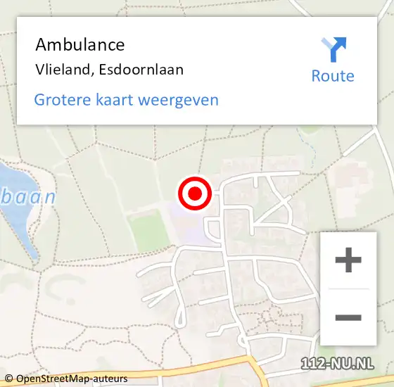 Locatie op kaart van de 112 melding: Ambulance Vlieland, Esdoornlaan op 1 januari 2014 16:17