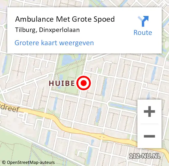 Locatie op kaart van de 112 melding: Ambulance Met Grote Spoed Naar Tilburg, Dinxperlolaan op 16 november 2016 23:22