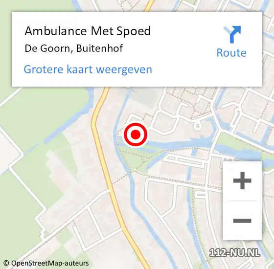 Locatie op kaart van de 112 melding: Ambulance Met Spoed Naar De Goorn, Buitenhof op 17 november 2016 01:52