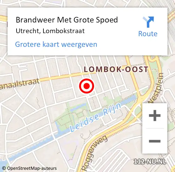 Locatie op kaart van de 112 melding: Brandweer Met Grote Spoed Naar Utrecht, Lombokstraat op 17 november 2016 01:55
