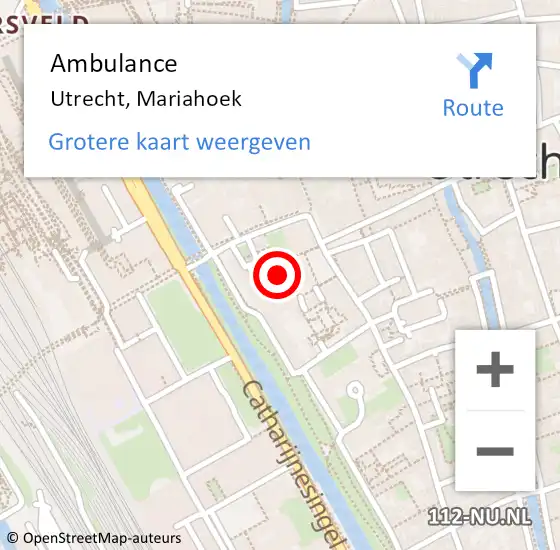 Locatie op kaart van de 112 melding: Ambulance Utrecht, Mariahoek op 17 november 2016 01:58