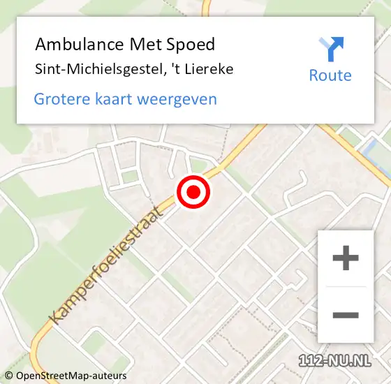 Locatie op kaart van de 112 melding: Ambulance Met Spoed Naar Sint-Michielsgestel, 't Liereke op 17 november 2016 06:54