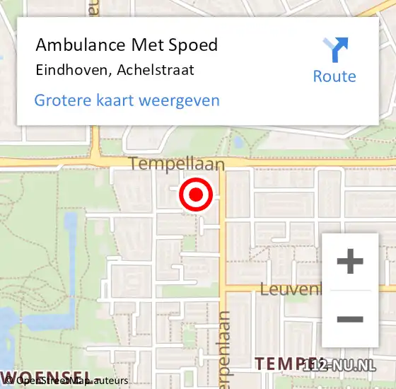 Locatie op kaart van de 112 melding: Ambulance Met Spoed Naar Eindhoven, Achelstraat op 17 november 2016 07:27