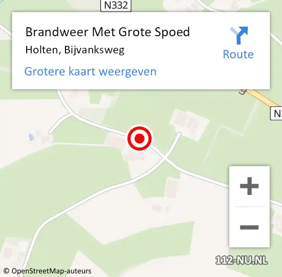 Locatie op kaart van de 112 melding: Brandweer Met Grote Spoed Naar Holten, Bijvanksweg op 17 november 2016 08:24