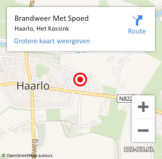 Locatie op kaart van de 112 melding: Brandweer Met Spoed Naar Haarlo, Het Kossink op 1 januari 2014 16:50