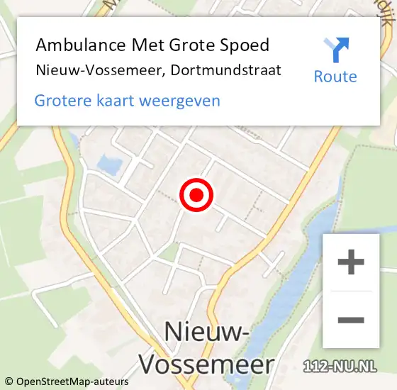 Locatie op kaart van de 112 melding: Ambulance Met Grote Spoed Naar Nieuw-Vossemeer, Dortmundstraat op 17 november 2016 09:28