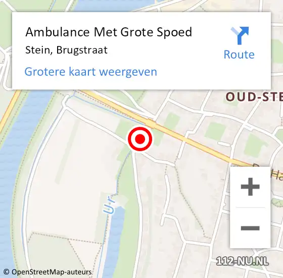 Locatie op kaart van de 112 melding: Ambulance Met Grote Spoed Naar Stein, Brugstraat op 1 januari 2014 16:53