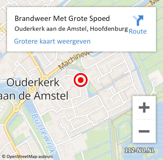 Locatie op kaart van de 112 melding: Brandweer Met Grote Spoed Naar Ouderkerk aan de Amstel, Hoofdenburg op 17 november 2016 11:06