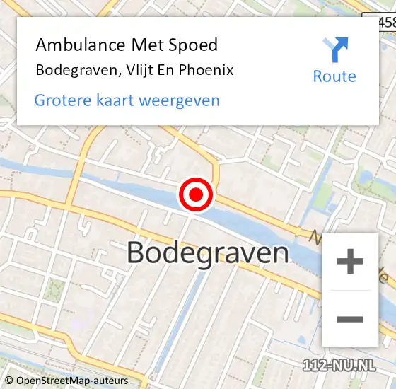 Locatie op kaart van de 112 melding: Ambulance Met Spoed Naar Bodegraven, Vlijt En Phoenix op 17 november 2016 11:16