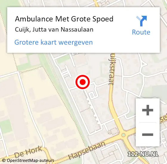 Locatie op kaart van de 112 melding: Ambulance Met Grote Spoed Naar Cuijk, Jutta van Nassaulaan op 17 november 2016 11:16