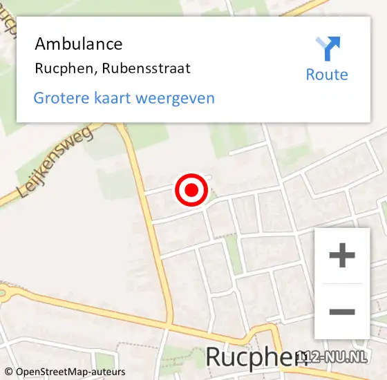 Locatie op kaart van de 112 melding: Ambulance Rucphen, Rubensstraat op 17 november 2016 11:19