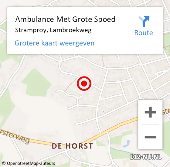 Locatie op kaart van de 112 melding: Ambulance Met Grote Spoed Naar Stramproy, Lambroekweg op 17 november 2016 11:25