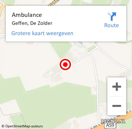 Locatie op kaart van de 112 melding: Ambulance Geffen, De Zolder op 17 november 2016 12:10