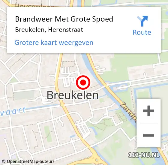 Locatie op kaart van de 112 melding: Brandweer Met Grote Spoed Naar Breukelen, Herenstraat op 1 januari 2014 17:07