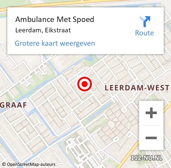 Locatie op kaart van de 112 melding: Ambulance Met Spoed Naar Leerdam, Eikstraat op 17 november 2016 12:42