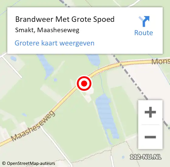 Locatie op kaart van de 112 melding: Brandweer Met Grote Spoed Naar Smakt, Maasheseweg op 17 november 2016 14:06