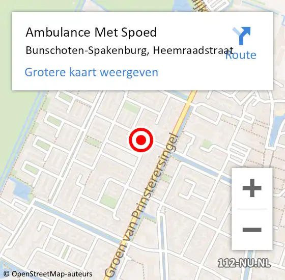 Locatie op kaart van de 112 melding: Ambulance Met Spoed Naar Bunschoten-Spakenburg, Heemraadstraat op 17 november 2016 14:12