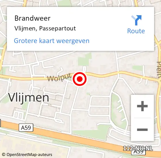 Locatie op kaart van de 112 melding: Brandweer Vlijmen, Passepartout op 17 november 2016 14:20