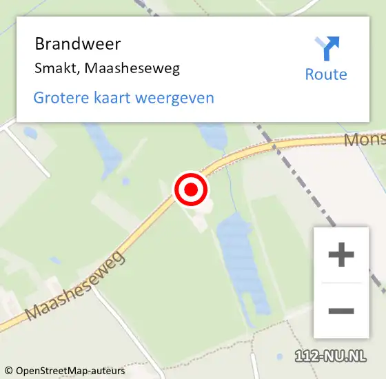 Locatie op kaart van de 112 melding: Brandweer Smakt, Maasheseweg op 17 november 2016 14:45