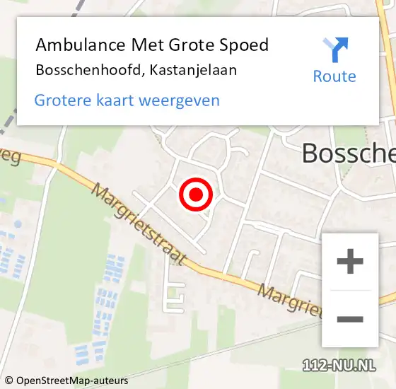 Locatie op kaart van de 112 melding: Ambulance Met Grote Spoed Naar Bosschenhoofd, Kastanjelaan op 1 januari 2014 17:25