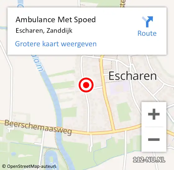 Locatie op kaart van de 112 melding: Ambulance Met Spoed Naar Escharen, Zanddijk op 17 november 2016 14:50