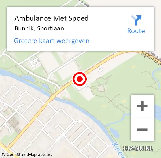Locatie op kaart van de 112 melding: Ambulance Met Spoed Naar Bunnik, Sportlaan op 17 november 2016 15:06