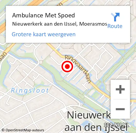 Locatie op kaart van de 112 melding: Ambulance Met Spoed Naar Nieuwerkerk aan den IJssel, Moerasmos op 17 november 2016 15:32