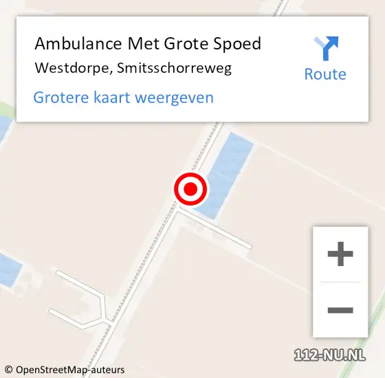 Locatie op kaart van de 112 melding: Ambulance Met Grote Spoed Naar Westdorpe, Smitsschorreweg op 17 november 2016 15:43