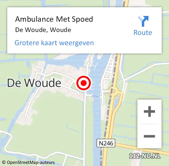 Locatie op kaart van de 112 melding: Ambulance Met Spoed Naar De Woude, Woude op 1 januari 2014 17:35