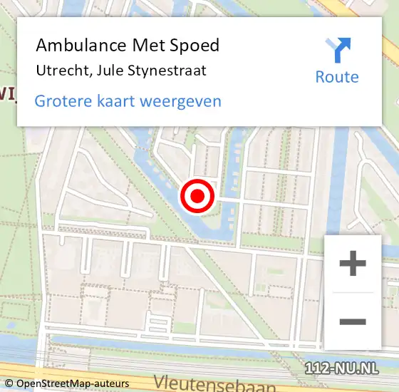 Locatie op kaart van de 112 melding: Ambulance Met Spoed Naar Utrecht, Jule Stynestraat op 17 november 2016 16:14