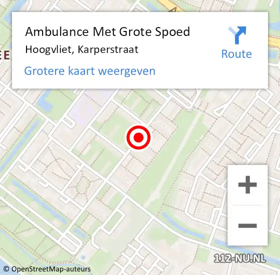 Locatie op kaart van de 112 melding: Ambulance Met Grote Spoed Naar Hoogvliet Rotterdam, Karperstraat op 17 november 2016 16:25